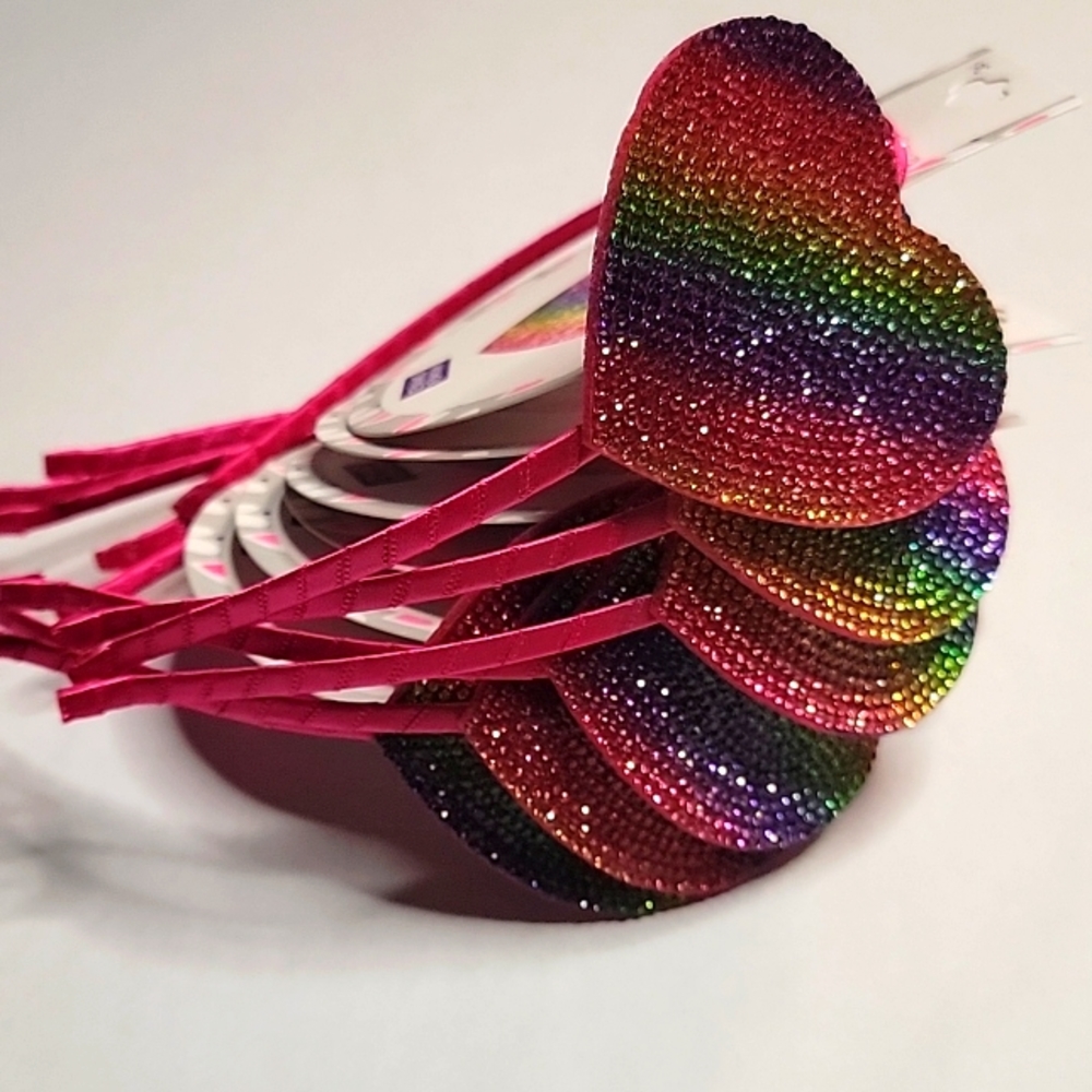 Girls sparkle heart headband pack of 6